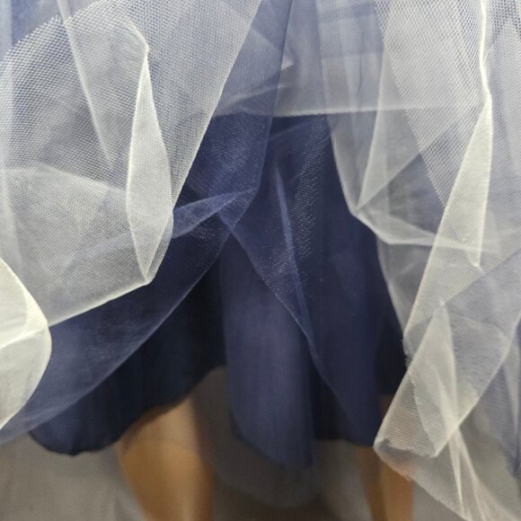 Vintage Tulle Tutu Skirt With Flower Size S Blue Midi Carrie SJP Gothic Fairy - Picture 10 of 11